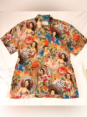 Sayulita and Co. “Charritas” Vintage-Inspired Short-Sleeve Hawaiian Shirt - XL